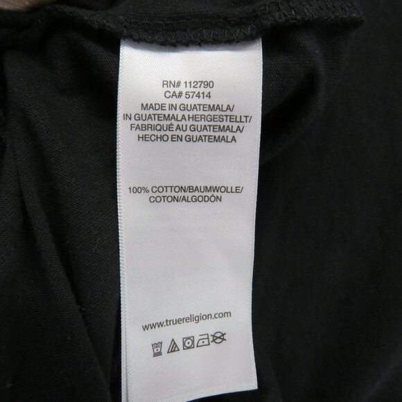 True Religion T Shirt Mens Sz Extra Large Black G old Foil Graphic Short Sleeve - Picture 9 of 9